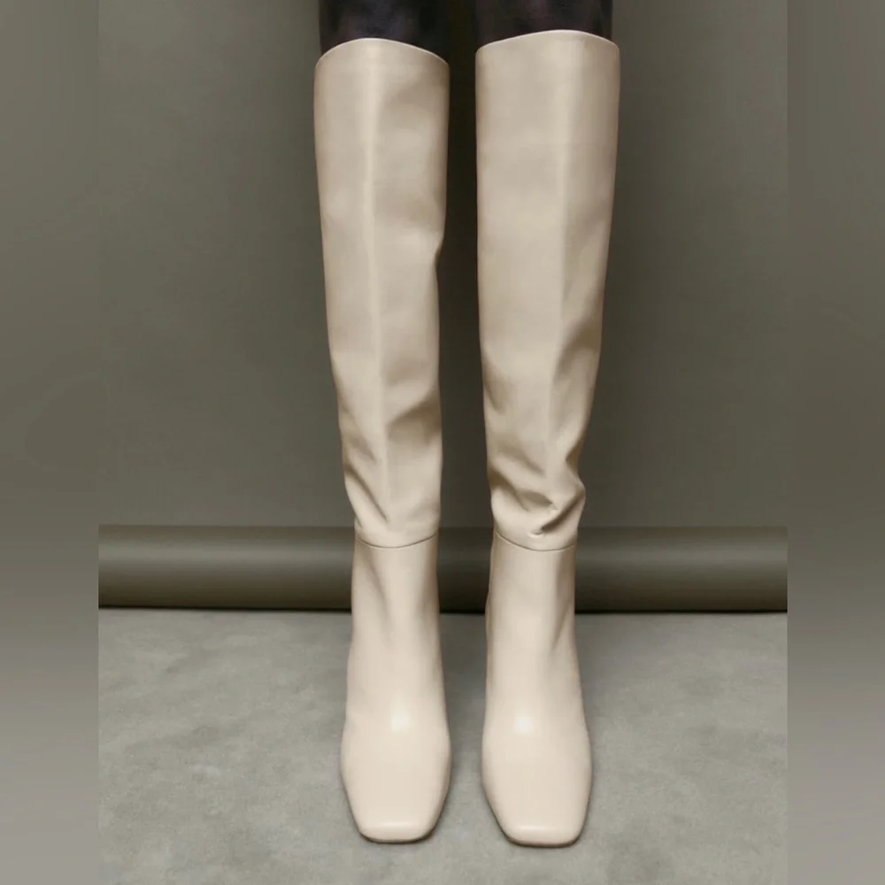 Zara Heeled boots leather off white - Picture 3 of 6